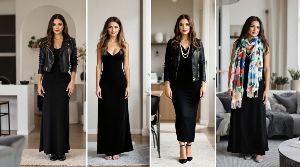 comment accessoiriser une robe noire longue