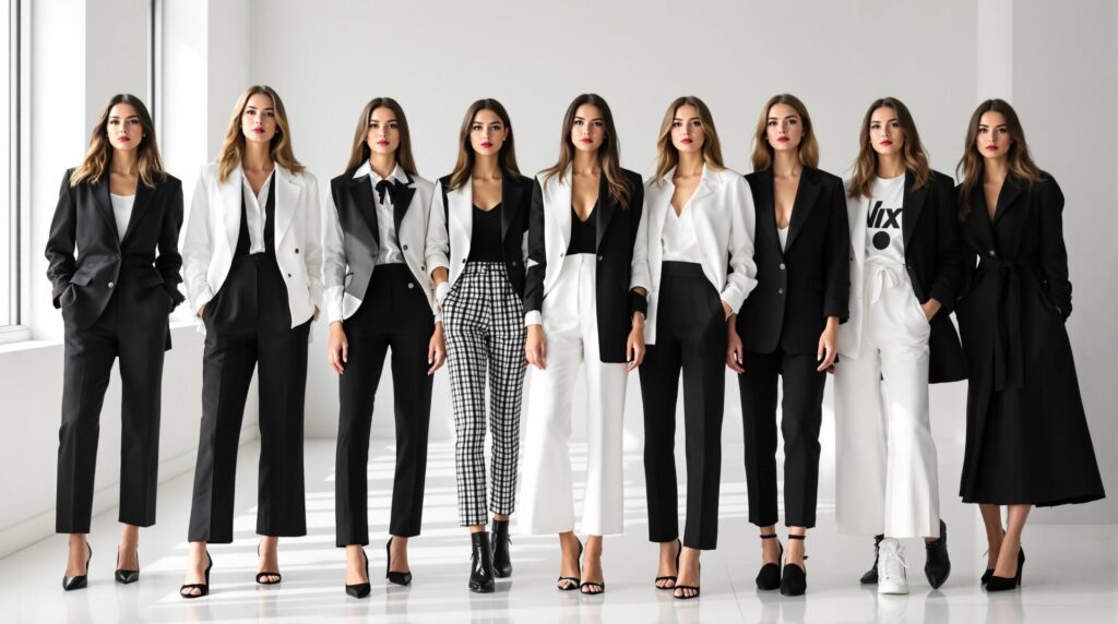 ensemble noir et blanc pour femme