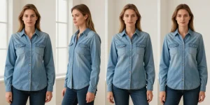 chemise en jean bleu clair femme