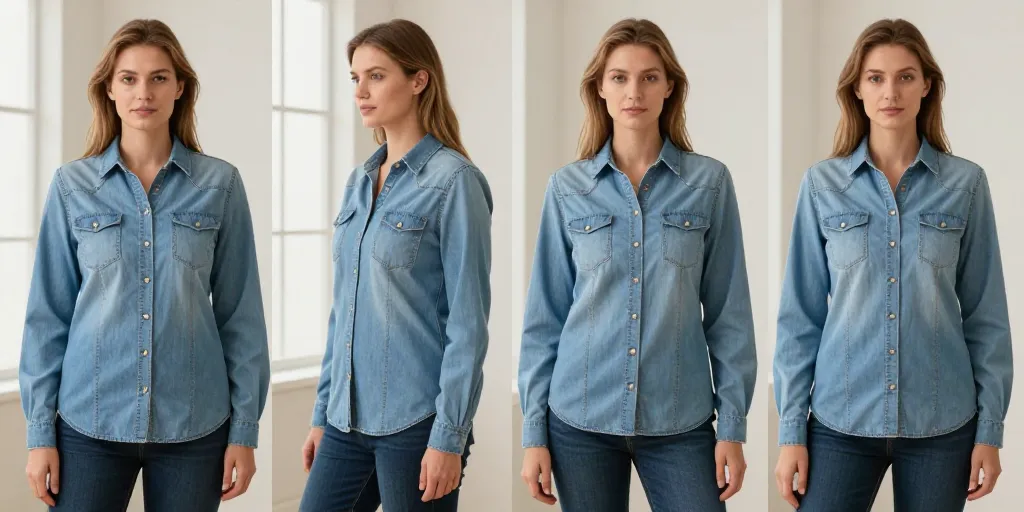 chemise en jean bleu clair femme