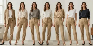 tenue avec pantalon kaki femme