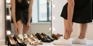 chaussure avec robe noire