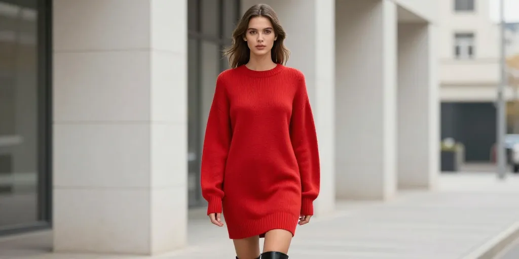 robe pull rouge femme